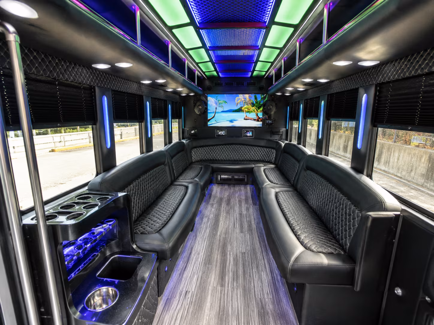 berkeley 18 passenger party bus inside