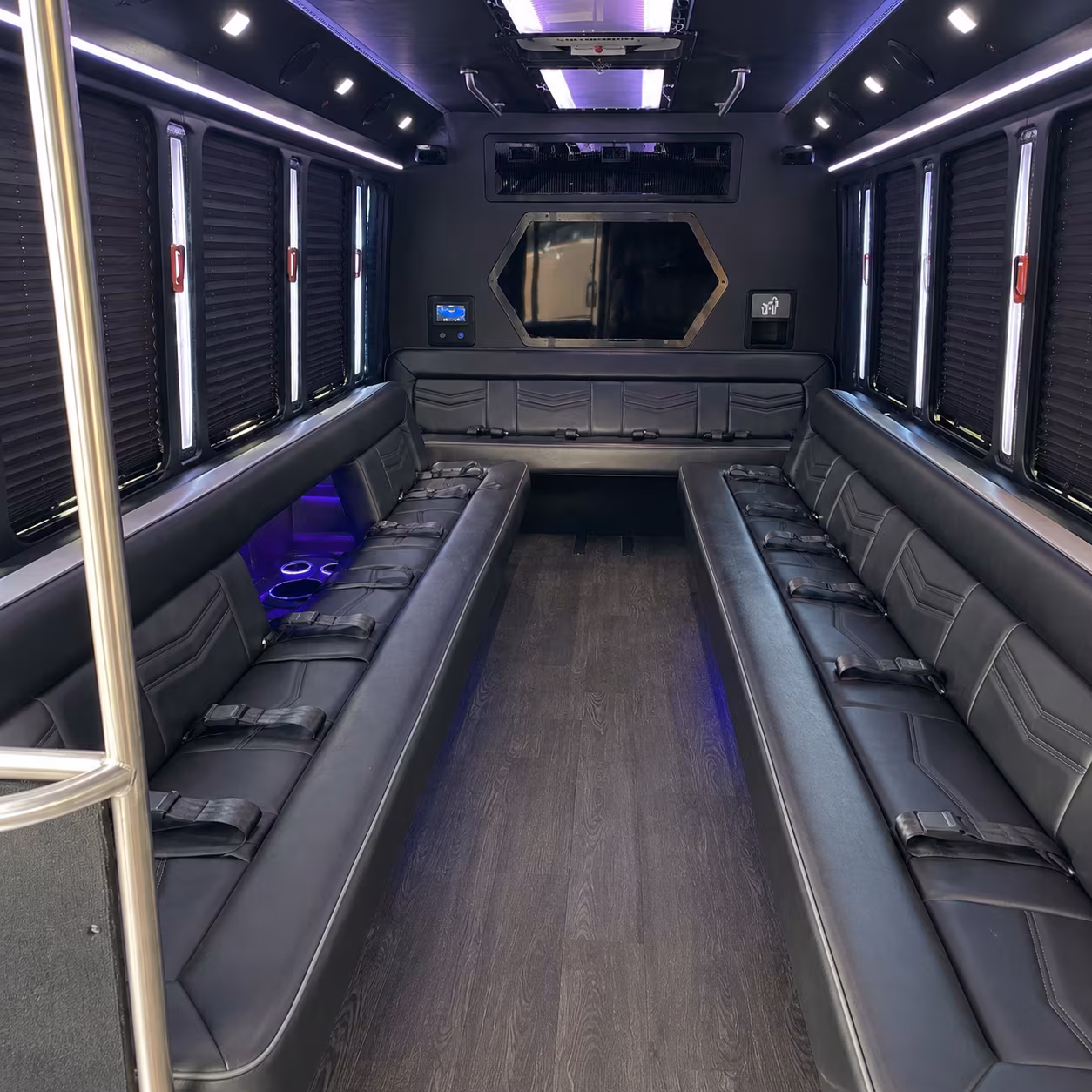 berkeley 18 passenger party bus interior