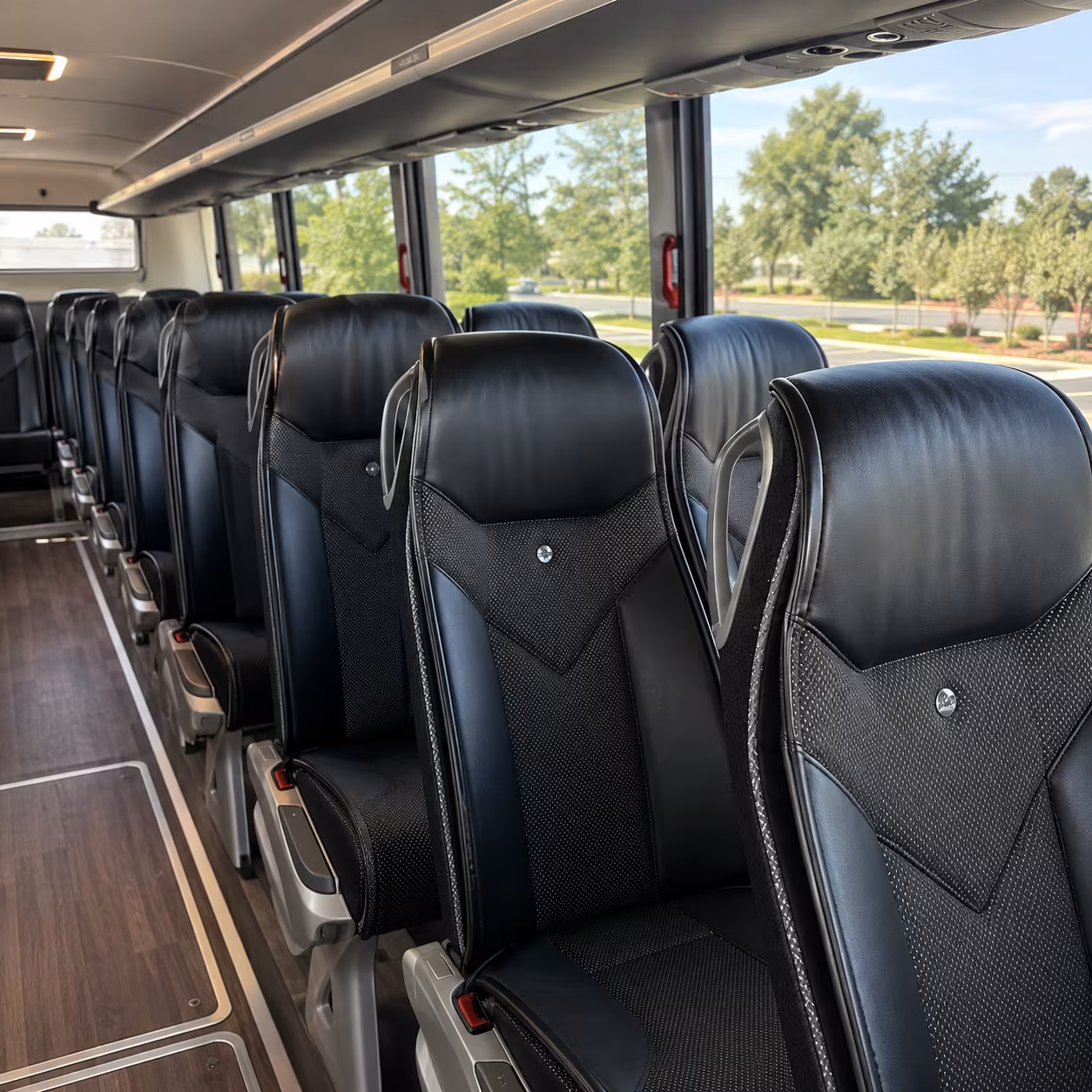 berkeley 56 passenger charter bus inside